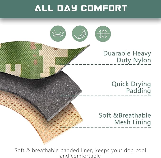 BUMBIN Tactical Dog Harness for Small Dogs No Pull, Famous TIK Tok No Pull Puppy Harness, Fit Smart Reflective Pet Walking Harness for Training, Adjustable Dog Vest Harness with Handle Forest Camo XS-PawvioPets