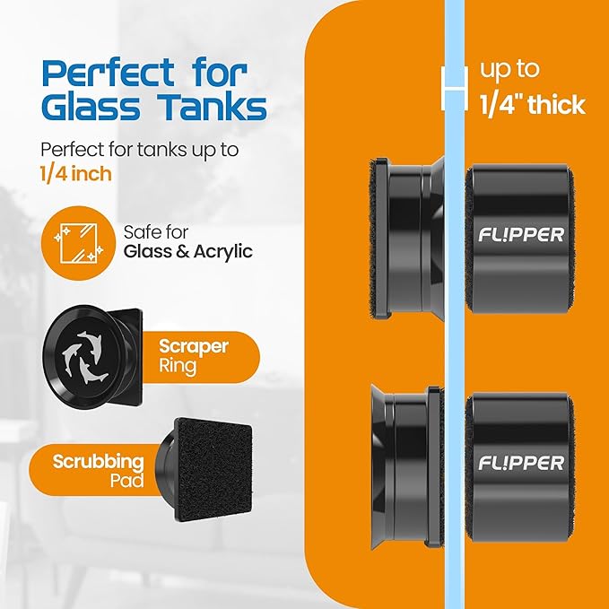 FL!PPER Pico Aquarium Glass Cleaner - Magnetic Fish Tank Cleaner, Scrubber & Scraper, Algae Remover, Aquarium Cleaning Tools-PawvioPets