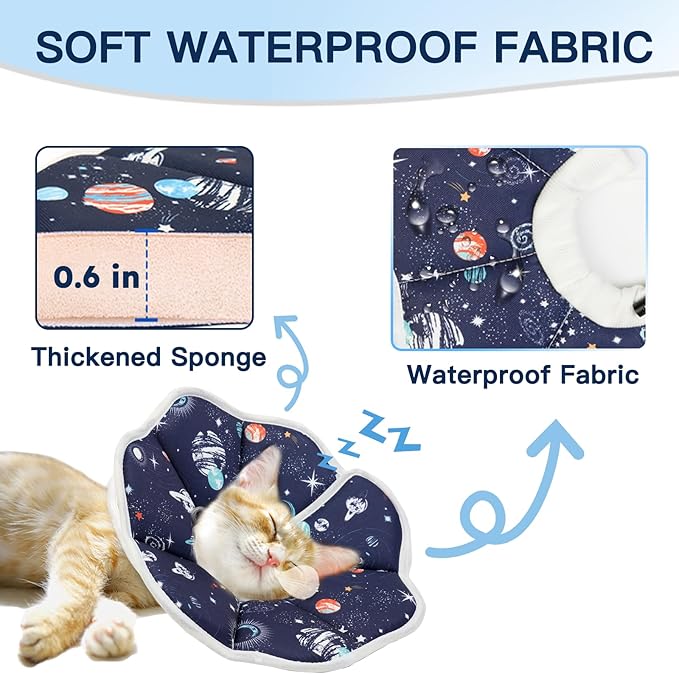 Cat Cone Collar Soft, Waterproof Cat Recovery Collar After Surgery, Adjustable Pet Donut Collar, Safety Elizabethan Collar to Prevent Licking Wounds for Kittens, Pet Cone Alternative-PawvioPets