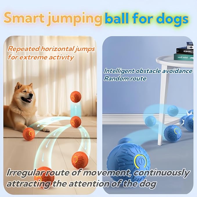 2025 New Interactive Dog Toys Dog Balls,Durable Motion Activated Automatic Rolling Ball Toys for/Small/Medium Dogs（Blue-PawvioPets