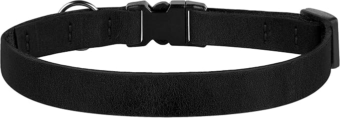 Breakaway Cat Collar Leather with Removable Bell - 13 Colors Available - Soft Adjustable Girl Boy Safety Lightweight Pet Kitten Collars Pink Brown Blue Green Red Orange Black (Black)-PawvioPets