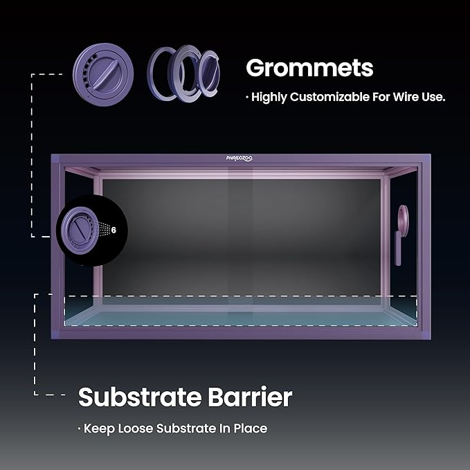 50 Gallon Bearded Dragon Tank, Reptile Enclosure for Easy Maintenance, Front Opening Reptile Tank with Top Screen Ventilation & Glass Sliding Door 36''x18''x18''-PawvioPets