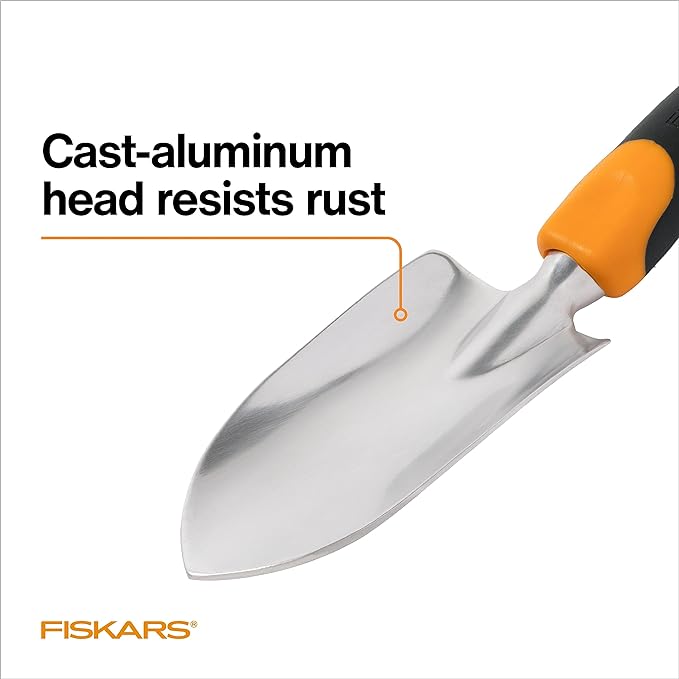 Fiskars Ergo Garden Trowel for Digging and Planting, Heavy Duty Gardening Hand Tool with Hanging Hole-PawvioPets