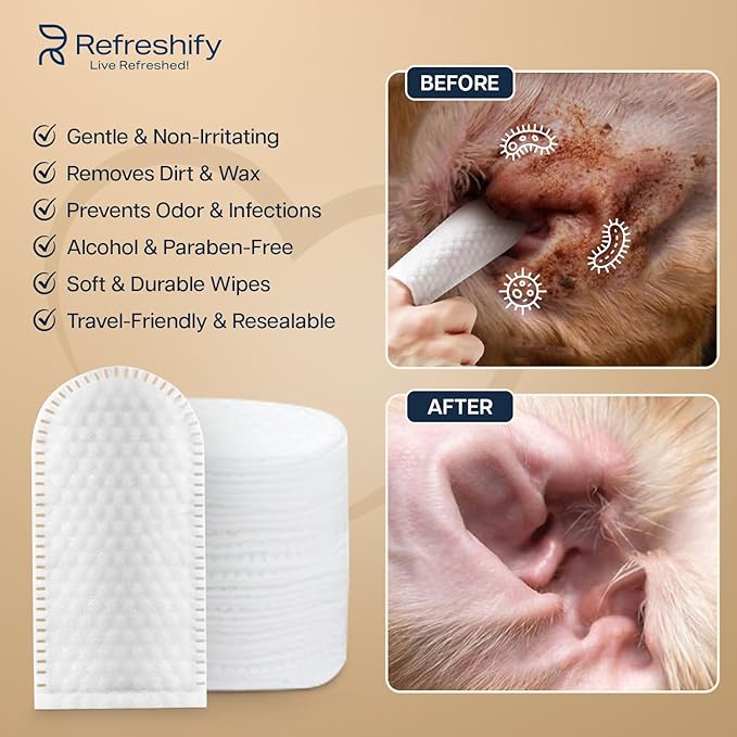 Dog Ear Wipes - 100 Value Pack - Mint Ear Wipes for Dogs, Vet Formulated Pet Ear Wipes for Dogs & Cats – Effective Dog Ear Cleaner for Itch Relief, Wax & Odor-PawvioPets