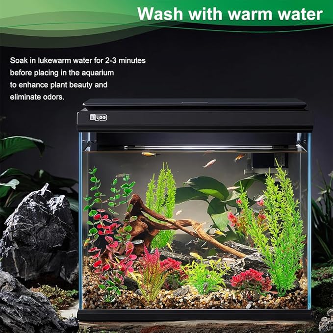 18-Piece Artificial Aquarium Plants Decorations – Large Set with Red & Green Foliage, Fish Tank Decor for Betta, Goldfish, Freshwater & Saltwater Tanks, Weighted Bases-PawvioPets