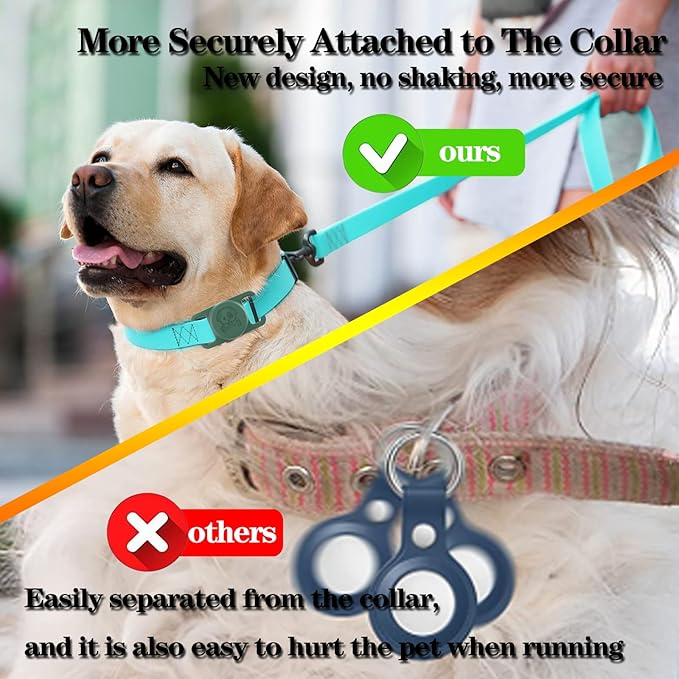 2 Pack Waterproof AirTag Dog Collar Holder Compatible with Apple AirTag, Silicone Hidden Loop Holder for Airtag Tracker, Anti-Lost Dog Collar Air Tag Accessories(Light,Dark Green)-PawvioPets
