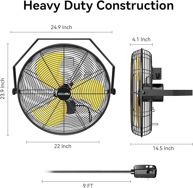 5400 CFM 20" Outdoor Wall Mount Fans, High Velocity 3-Speed Waterproof Professional Outdoor Fan, Heavy Duty Industrial Wall Fan for Patio, Commercial, Gazebo, and Garage, UL Listed-PawvioPets