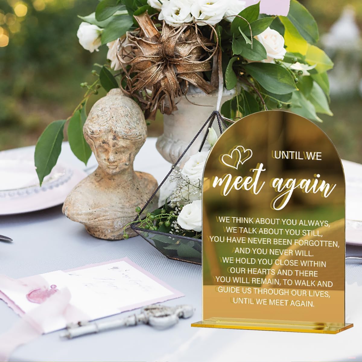 Acrylic Wedding Sign, Bridal Shower Decorations, Until We Meet Again Sign for Ceremony, Modern Font Table Signs, Gold Mirror Arched Acrylic Tabletop Signs for Wedding Reception and Event Party