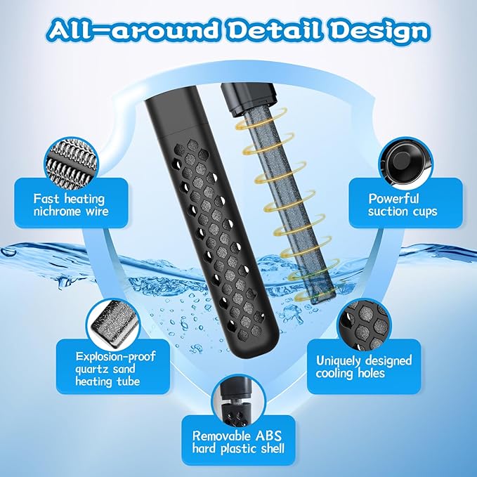 Aquarium Heater, 100W/200W/300W/500W Adjustable Fish Tank Heater with Intelligent Digital LED Controller, Overheating and Out of Water Protection for Freshwater and Saltwater Tanks-PawvioPets