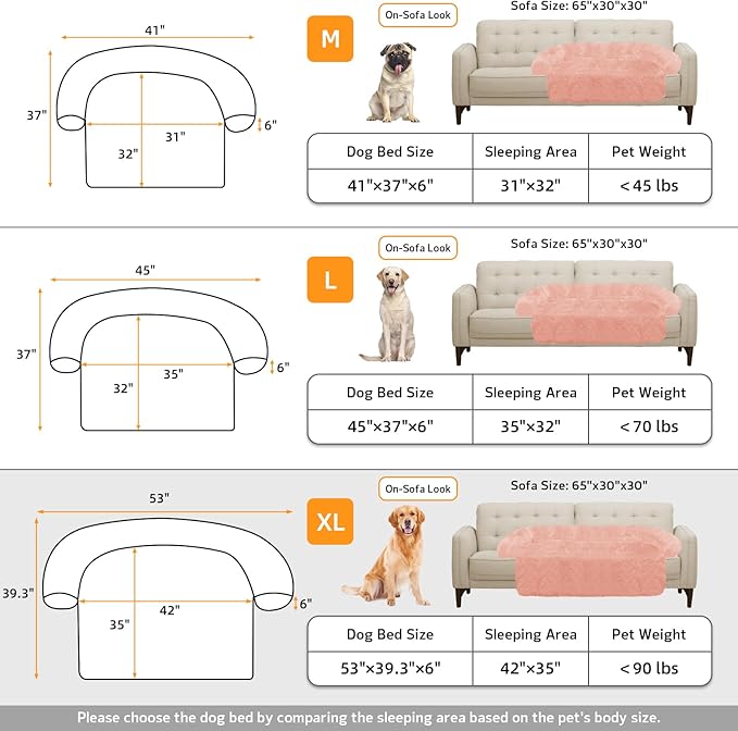 GGIB Calming Dog Bed Fluffy Plush Dog Mat for Furniture Protector with Removable Washable Cover for Large Medium Small Dogs and Cats (Extra Large (53x39.3x6), Pink)-PawvioPets