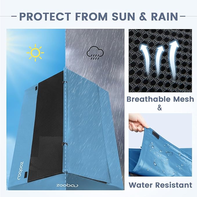 42" 2-in-1 Dog House for Medium Dogs, Elevted Dog House Outdoor/Indoor, Puppy Shelter Outside,Water Resistant 600D PVC and Durable 2x1 Textilene Raised Dog Bed(Blue)-PawvioPets