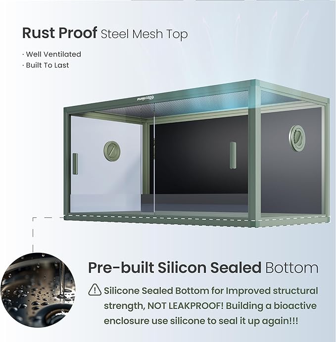 50 Gallon Bearded Dragon Tank, Reptile Enclosure for Easy Maintenance, Front Opening Reptile Tank with Top Screen Ventilation & Glass Sliding Door 36''x18''x18''-PawvioPets