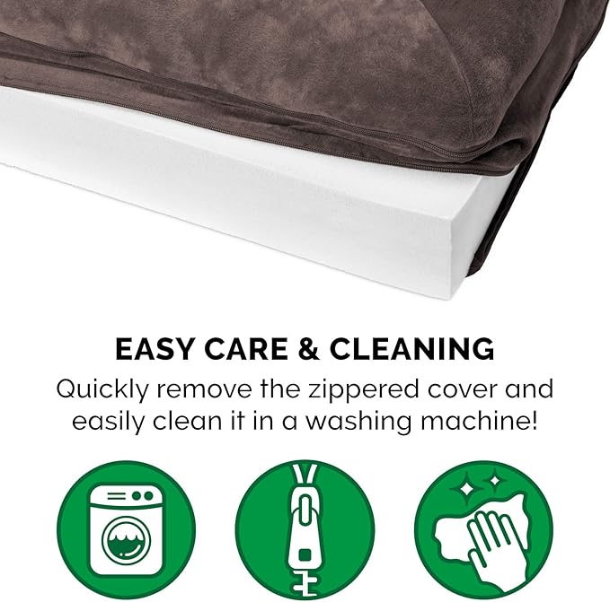 Furhaven Orthopedic Dog Bed for Large Dogs w/ Removable Bolsters & Washable Cover, For Dogs Up to 125 lbs - Faux Fur & Velvet Sofa - Driftwood Brown, Jumbo Plus/XXL-PawvioPets