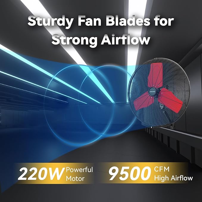 24 Inch 9500 CFM Waterproof Wall Fan Pro Series - Outdoor High Velocity Wall Mount Fan with Enclosed Motor for Residential, Warehouse, Patio, Shop, Garage, Barn UL Safety Listed-PawvioPets