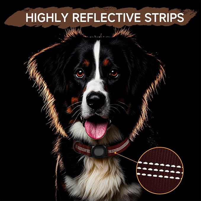 Dog Collar Compatible with Airtag, with Waterproof Cover, Multiple Colors, Multiple Sizes, Breathable Cotton and Linen Material, Suitable for Small, Medium and Large Dogs-PawvioPets