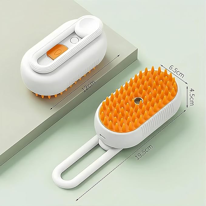 BoBow Cat Steam Brush for Shedding for Cats and Dogs, 3 in 1 Grooming Anti-Static Steam Pet Brush, Massage, Cleaning, Shedding, Combing Long and Short Hair Dogs and Cats (Khaki)-PawvioPets