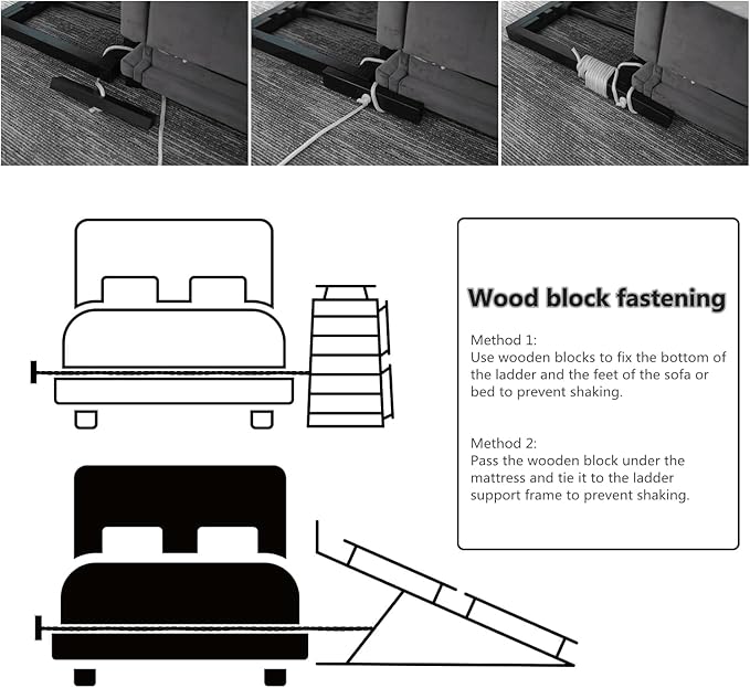 Dog Ramp for Bed PANTAZO Adjustable Ramps for Small Dogs to Get on Bed, Up to 28.5 Inches, 48'' Long,120lbs with Anti-Slip Grip & Safety Rail-PawvioPets
