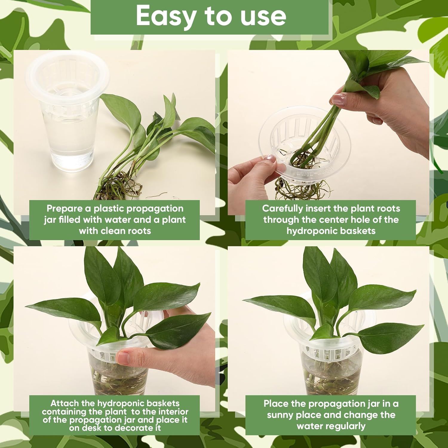 Baderke 35 Pack Plastic Plant Propagation Station Desktop Terrariums Plant Tabletop Vase with Hydroponic Baskets for Indoor Home Office Desktop Decor(4.25'', 4.57'', 5.47'')