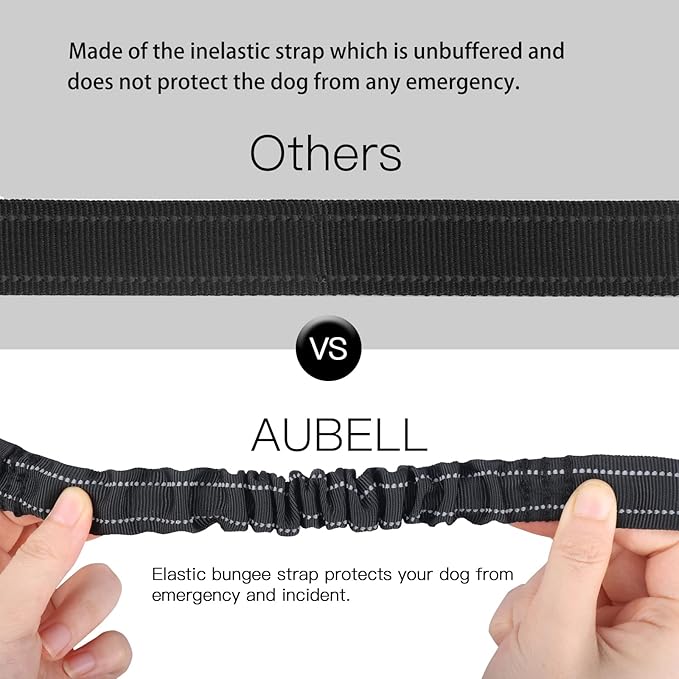 AUBELL Dog Seat Belt for Car,Updated 3-in-1 Adjustable Reflective Bungee Heavy Duty Dog Car Harness Tether with Clip Hook Latch & Buckle,Swivel Zinc Alloy Carabiner,Black-PawvioPets