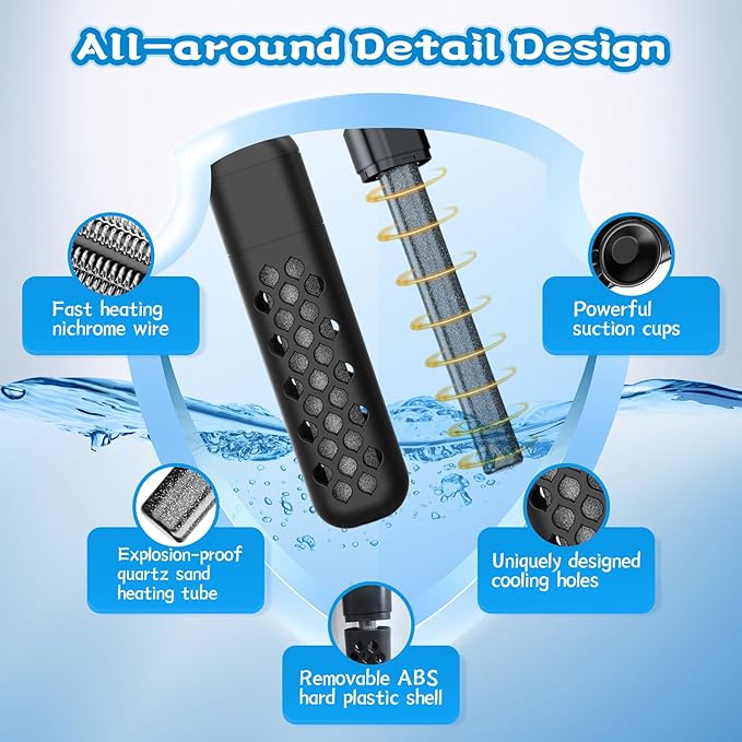 Aquarium Heater, 100W/200W/300W/500W Adjustable Fish Tank Heater with Intelligent Digital LED Controller, Overheating and Out of Water Protection for Freshwater and Saltwater Tanks-PawvioPets