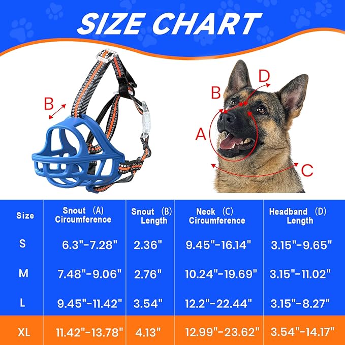 Dog Muzzle, Basket Muzzle for Small Medium Large Dogs, Anti-Biting and Chewing, Lightweight & Sturdy Cage Design, Allows Panting & Drinking, Ideal for Grooming & Training(Blue Size XL)-PawvioPets