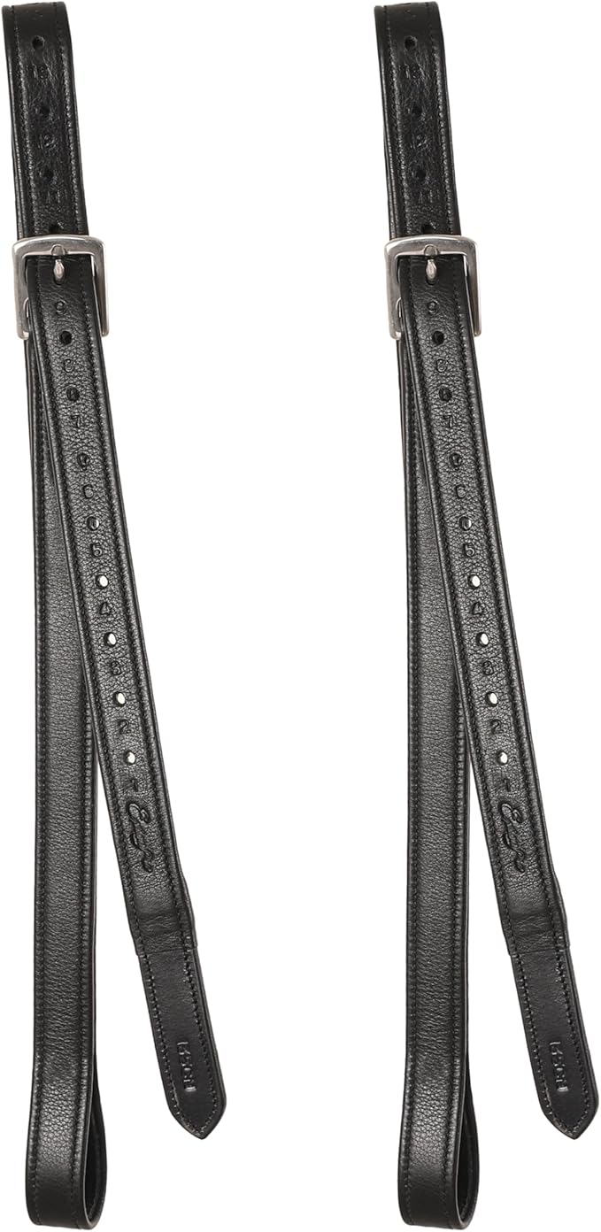 Exion FlexiStrong Stirrup Leathers for English Saddle | Ultra-Soft Cow Calfskin with Nylon Core | 1” Wide Stirrup Leathers for Daily Use | Sizes 48" to 62" | Black, Brown-PawvioPets