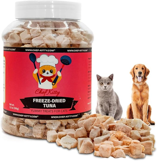 Freeze-Dried Tuna Treats for Cats & Dogs – 100% Wild Caught, Single Ingredient, High-Protein, Healthy Snack – No Additives or Preservatives – 3.5oz - Inspected & Tested in USA-PawvioPets