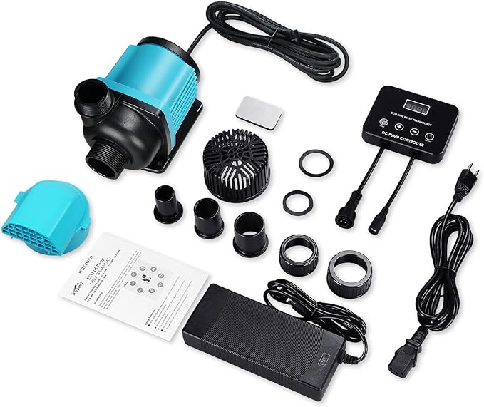 3450GPH Aquarium Return pump with LCD display controller, DC 24V 95W aquarium pump for saltwater freshwater aquarium,fish tank,sump,20 speeds ECO Quiet Submersible and inline pump-PawvioPets