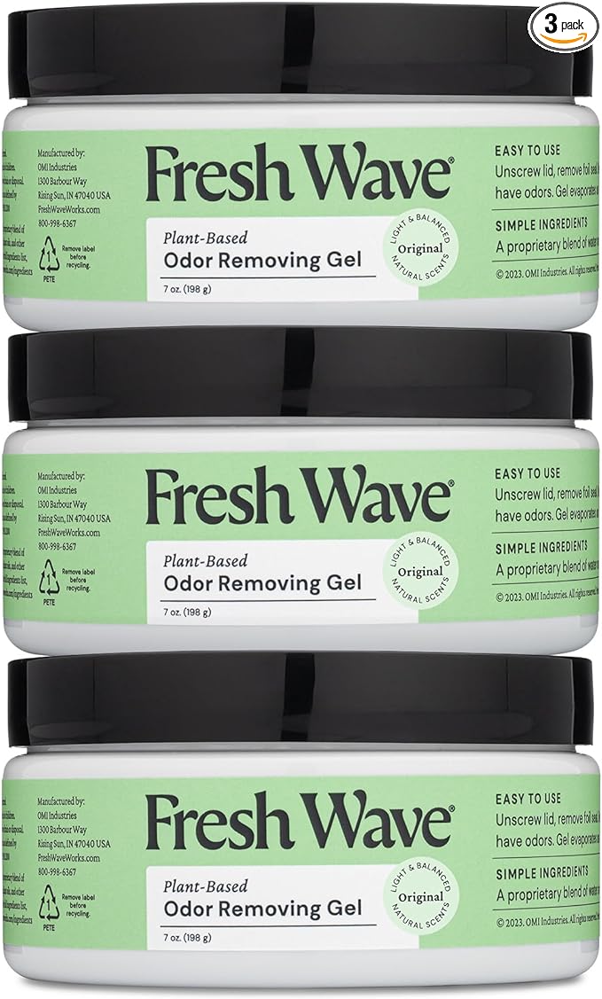 Fresh Wave Odor Removing Gel, 7 oz., Pack of 3 - Odor Absorbers for Home, Safer Odor Relief, Natural Plant-Based Odor Eliminator, Every 7 oz. lasts 15-30 Days, For Cooking, Trash & Pets-PawvioPets
