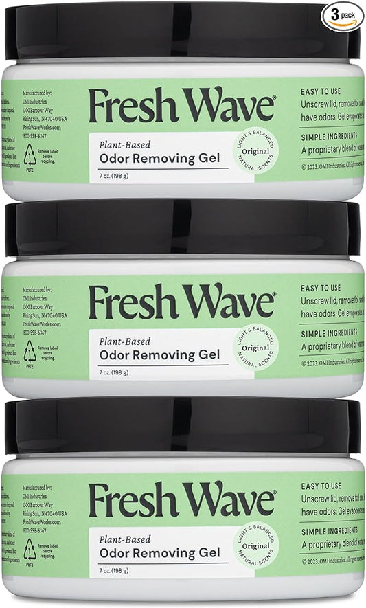 Fresh Wave Odor Removing Gel, 7 oz., Pack of 3 - Odor Absorbers for Home, Safer Odor Relief, Natural Plant-Based Odor Eliminator, Every 7 oz. lasts 15-30 Days, For Cooking, Trash & Pets-PawvioPets