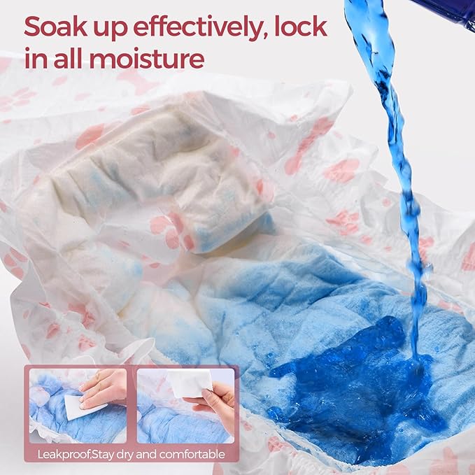 Disposable Female Dog Diapers, 40 Count, L (Waist 26.8”-29.5”), Wetness Indicator, Ultra Protection, Leak Proof, Super Absorbent, Soft-PawvioPets