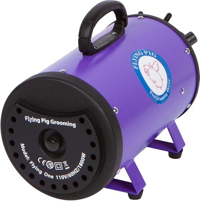Flying Pig High Velocity Dog Pet Grooming Dryer w/Heater (Model: Flying One, Purple)-PawvioPets
