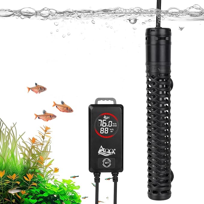 AQQA Aquarium Heater,Submersible Fish Tank Heater 59-93°F/15-34°C External Controller,Rapid Heating,Ultra-high Temperature Protection,Automatic Power-Off When Leaving Water (800W for 135-172 Gallon)-PawvioPets