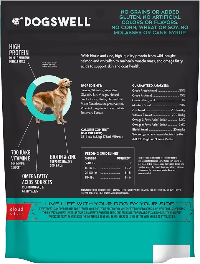 Dogswell Skin & Coat Jerky Dog Treats, Salmon, 10 oz. Bag-PawvioPets