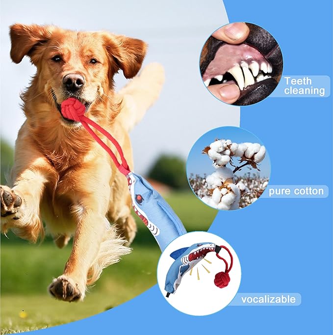 Dog Tree Tug of War Toy with Squeaky, Tethered Tug of War Outdoor Toy Self Play for Aggressive Chewers, Durable Bungee Cord with Chew Ball-PawvioPets