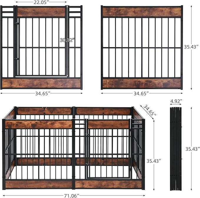 Dog Playpen, 35.4" Height Dog Pen Indoor, Heavy Duty, Safe and Sturdy, Furniture Style Puppy Pen-PawvioPets