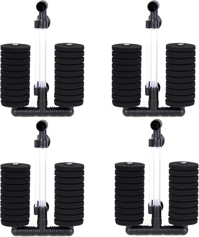 AQUANEAT 4 Pack Double Bio Sponge Filter, for Fry, Betta, Shrimp, Nano, Aquarium Fish Tank (Large up to 55 Gal)-PawvioPets