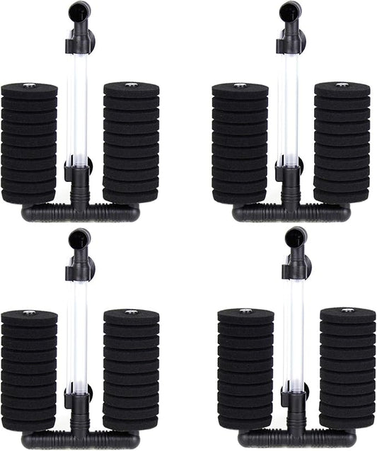 AQUANEAT 4 Pack Double Bio Sponge Filter, for Fry, Betta, Shrimp, Nano, Aquarium Fish Tank (Large up to 55 Gal)-PawvioPets