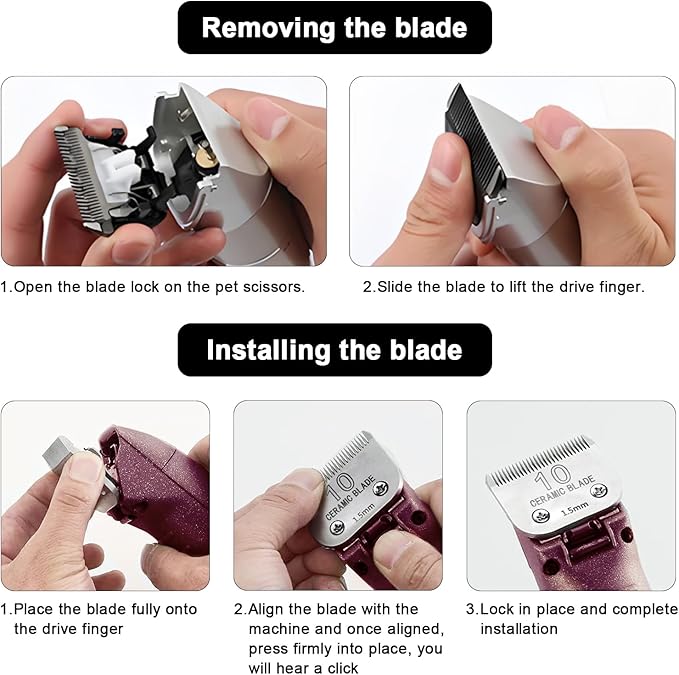 Detachable Pet Dog Clipper Blades, Compatible with Size-10 (1.5mm), Most Oster A5, KM Series Clippers,Made of Stainless Steel Blade 1Pack-PawvioPets