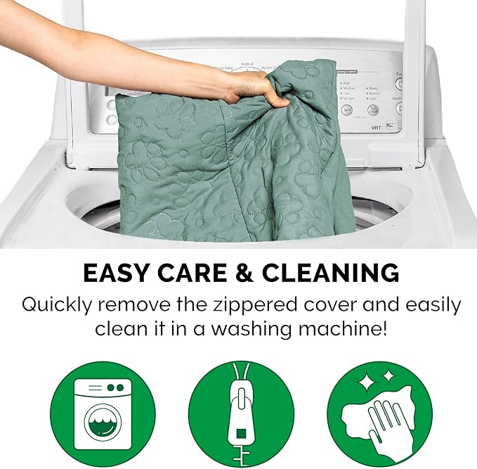 Furhaven Cooling Gel Dog Bed for Large Dogs w/ Removable Bolsters & Washable Cover, For Dogs Up to 95 lbs - Pinsonic Quilted Paw L Shaped Chaise - Iceberg Green, Jumbo/XL-PawvioPets