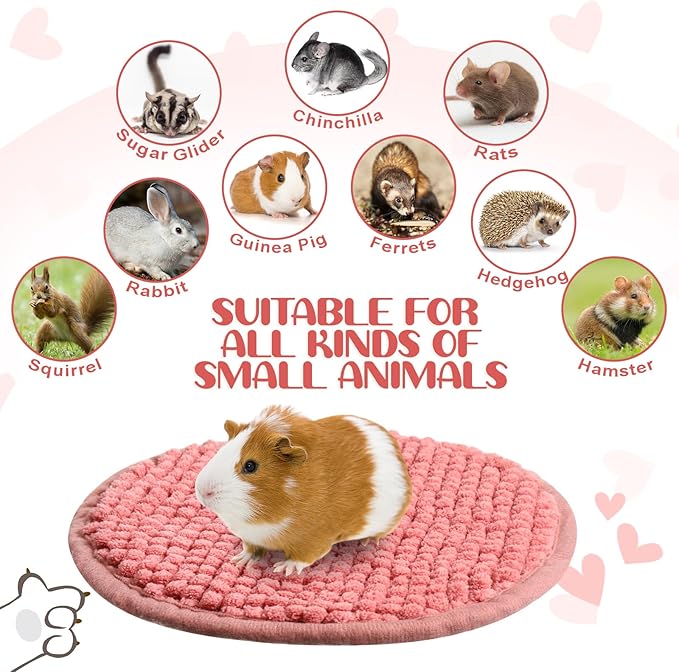 Amylove 4 Pcs Guinea Pig Cage Liner Guinea Pig Bedding Washable Fleece Pee Pads Reusable Small Animals Training Mat Small Animal Sleeping Bed for Bunny Hamster(Mixed Colors,Diameter 7.8 Inch)-PawvioPets