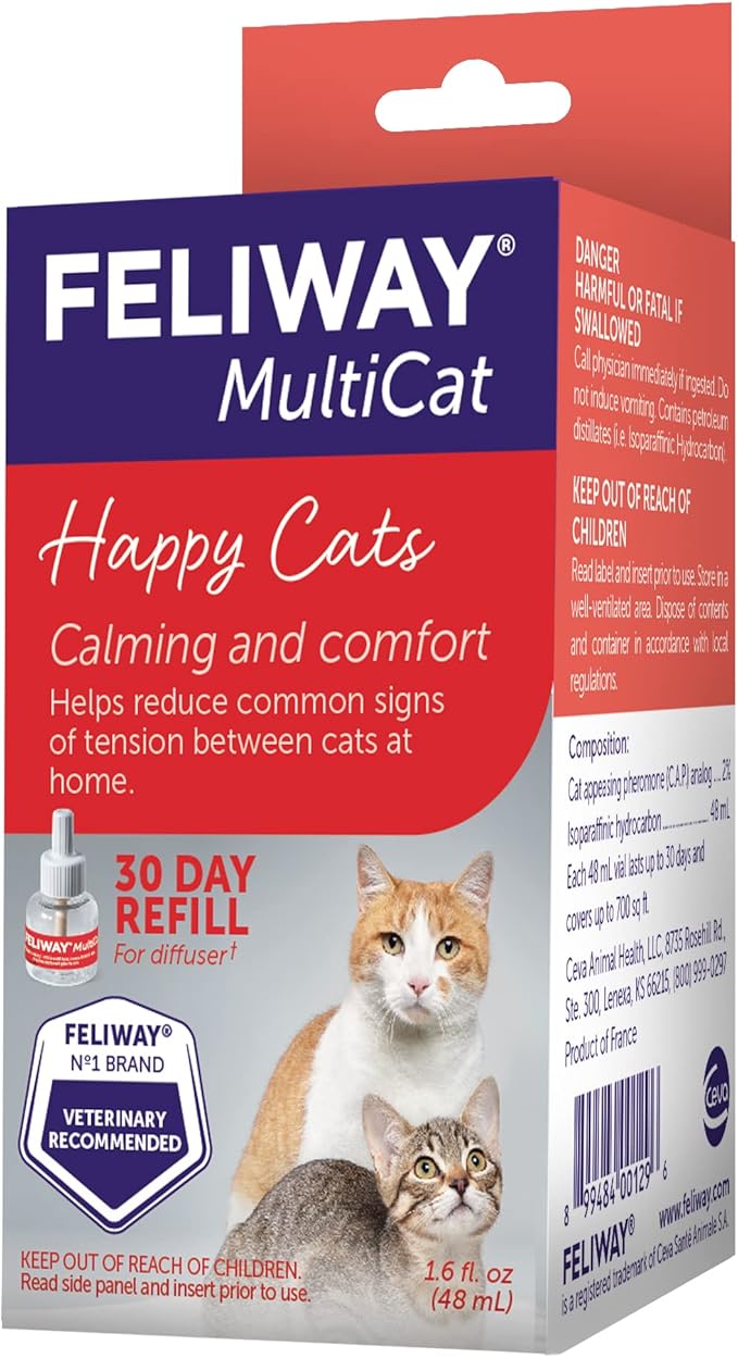 FELIWAY® MultiCat 30 Day Cat Calming Refill for Pheromone Diffuser, 48ml - 1x 30 Day - Helps Reduce Conflicts and Signs of Tension in Multi-Cat Households-PawvioPets