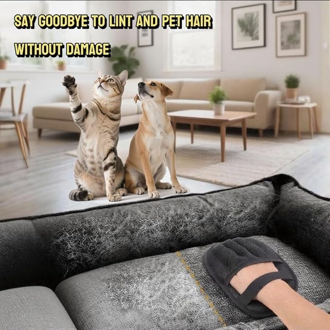 2Pcs Pet Hair Remover Gloves for Cats & Dogs, Electrostatic Pet Hair Removal Glove Brush, Upgraded Reusable Animal Fur Removal Tool, Pet Grooming Gloves for Clothing, Couch, Carpet, Car Seatd-PawvioPets