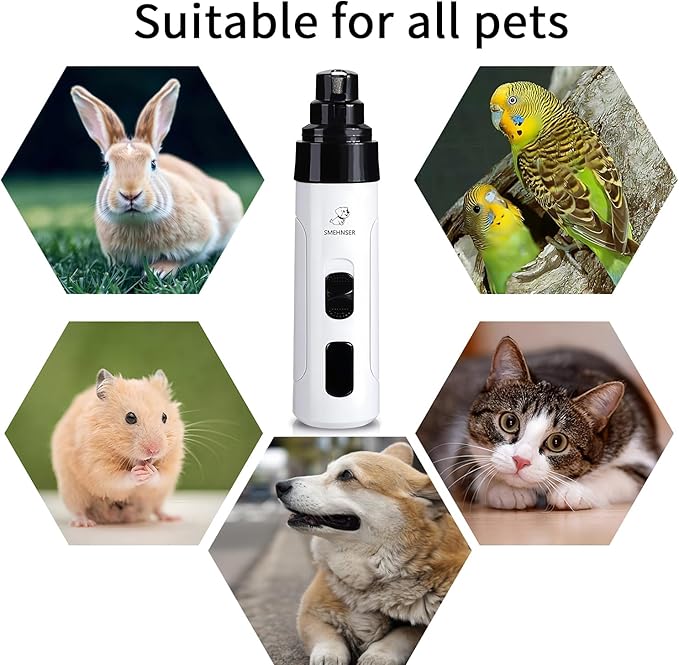 Electric Dog Nail Grinder - USB Rechargeable Electric Nail Trimmer with 3 Diamond Grinding Heads for Small to Large Dogs & Cats-PawvioPets