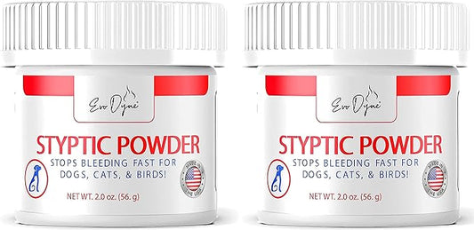 2-Pack Styptic Powder for Dogs, Cats, and Birds (2 oz) by Evo Dyne | Fast-Acting Blood Stop Powder for Pets | Quick Stop Bleeding Powder for Dog Nail Clipping, Grooming, Cuts and More-PawvioPets