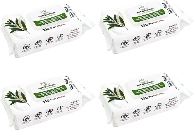Best Pet Supplies Pet Wipes for Dogs - Dog Wipes Cleaning Deodorizing, for Coats, Ears, Paws - Cleansing, Tea Tree, 400 Count-PawvioPets
