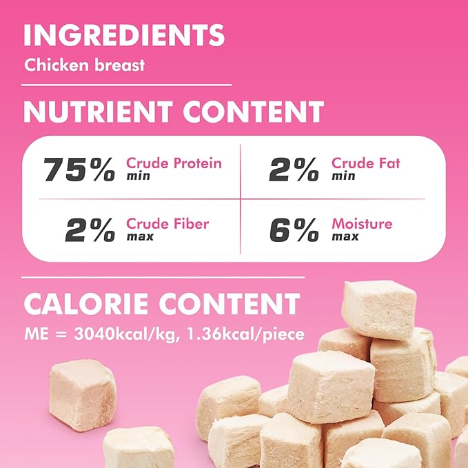 Freeze Dried Cats & Dogs Raw Treats, All Natural Single Ingredient Chicken Breast, High Protein Healthy Pet Training Treats or Food Topper, 3.5 oz-PawvioPets