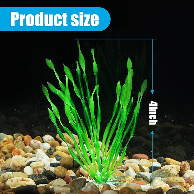 AQUANEAT Fish Tank Artificial Plants, Aquarium Plastic Seaweed Decoration, 4Inch Tall Fake Green Accessories, 10 Packs-PawvioPets