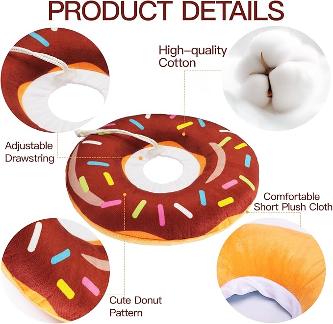 Cat Cone Collar Soft, Cute Cat Donut Collar After Surgery, Adjustable Kitten Recovery Cones to Stop Licking, Lightweight Neck Elizabethan Collars for Cats Kittens (Brown, Medium)-PawvioPets
