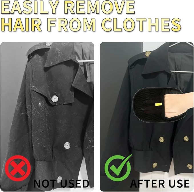 3 Pcs Pet Hair Removal Glove, Electrostatic Pet Hair Removal Gloves, Reusable Cat and Dog Hair Remover, for Couch, Carpet, Furniture, Car, Bedding, Cat Grooming Gloves-PawvioPets